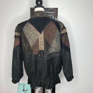 Members Only Leather patchwork Jacket Sz medium